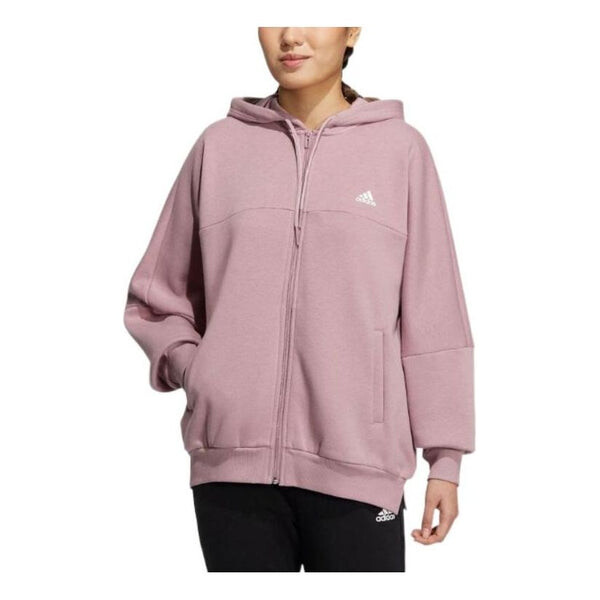 Толстовка с капюшоном из флиса Adidas, розовый — фото 2