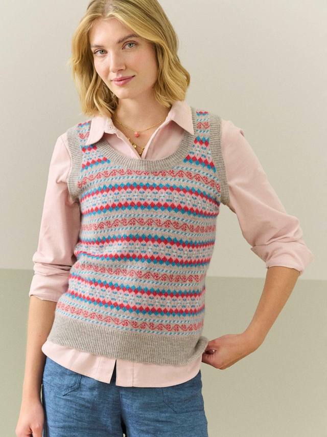 

Майка из чистого кашемира fair isle Brora, цвет Ash