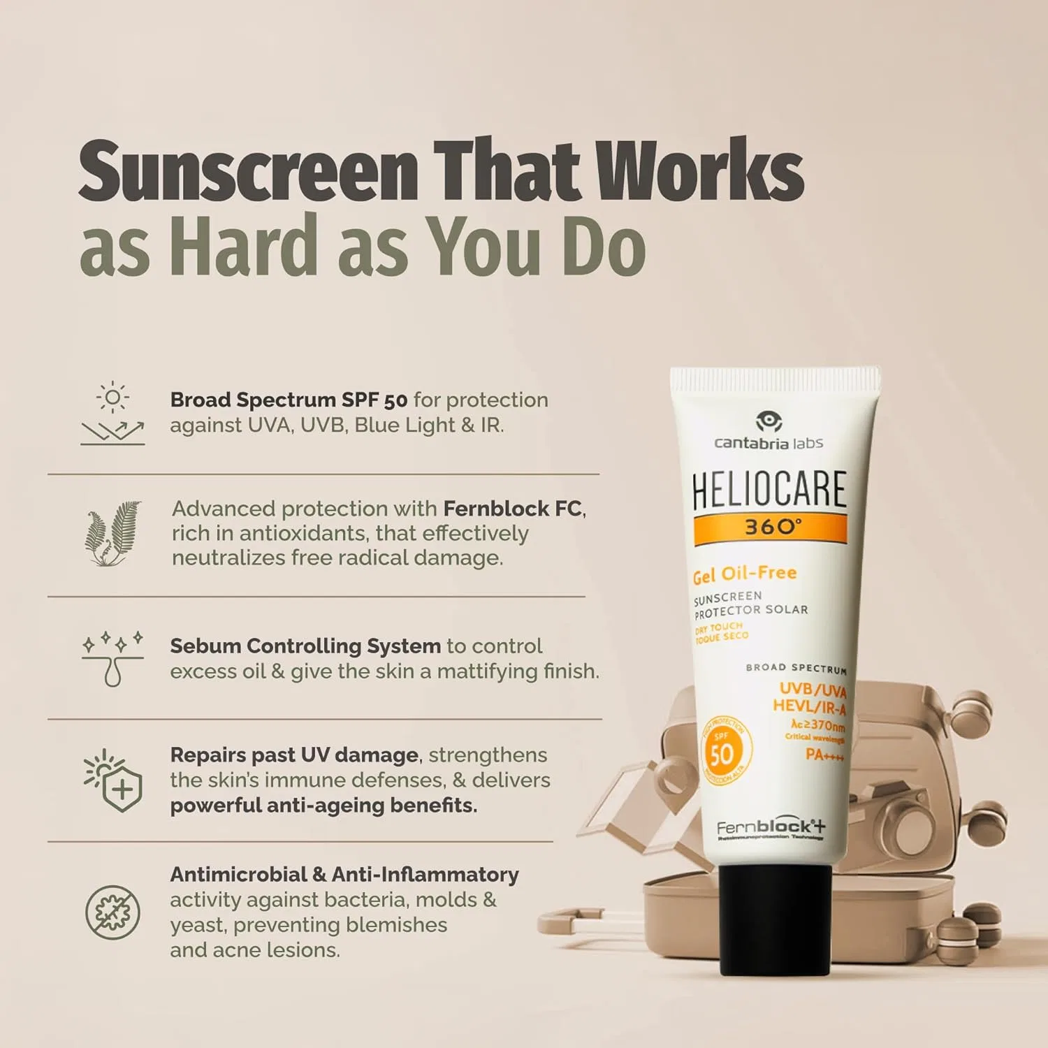 Солнцезащитный гель «360° Oil Free Gel Sunscreen SPF 50» от Heliocare Cantabria Labs Heliocare — фото 3