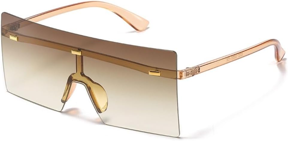 

Большие солнцезащитные очки без оправы для женщин, прозрачные, с градиентным переходом, мужские солнцезащитные очки, женские очки с защитой от УФ-излучения UV400 LANGSER, Tea