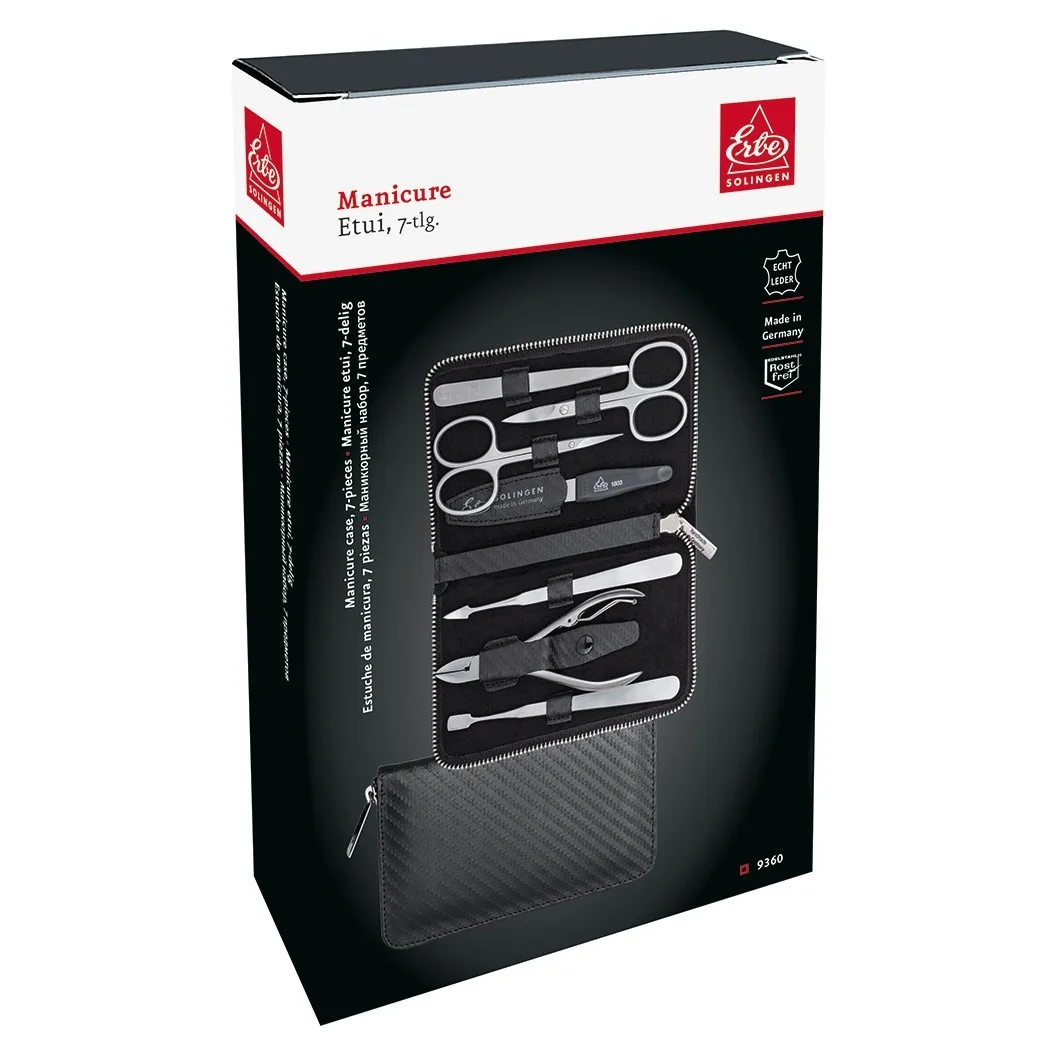 Набор для маникюра Etui Carbon Series, 7 предметов Erbe, 1 шт — фото 3