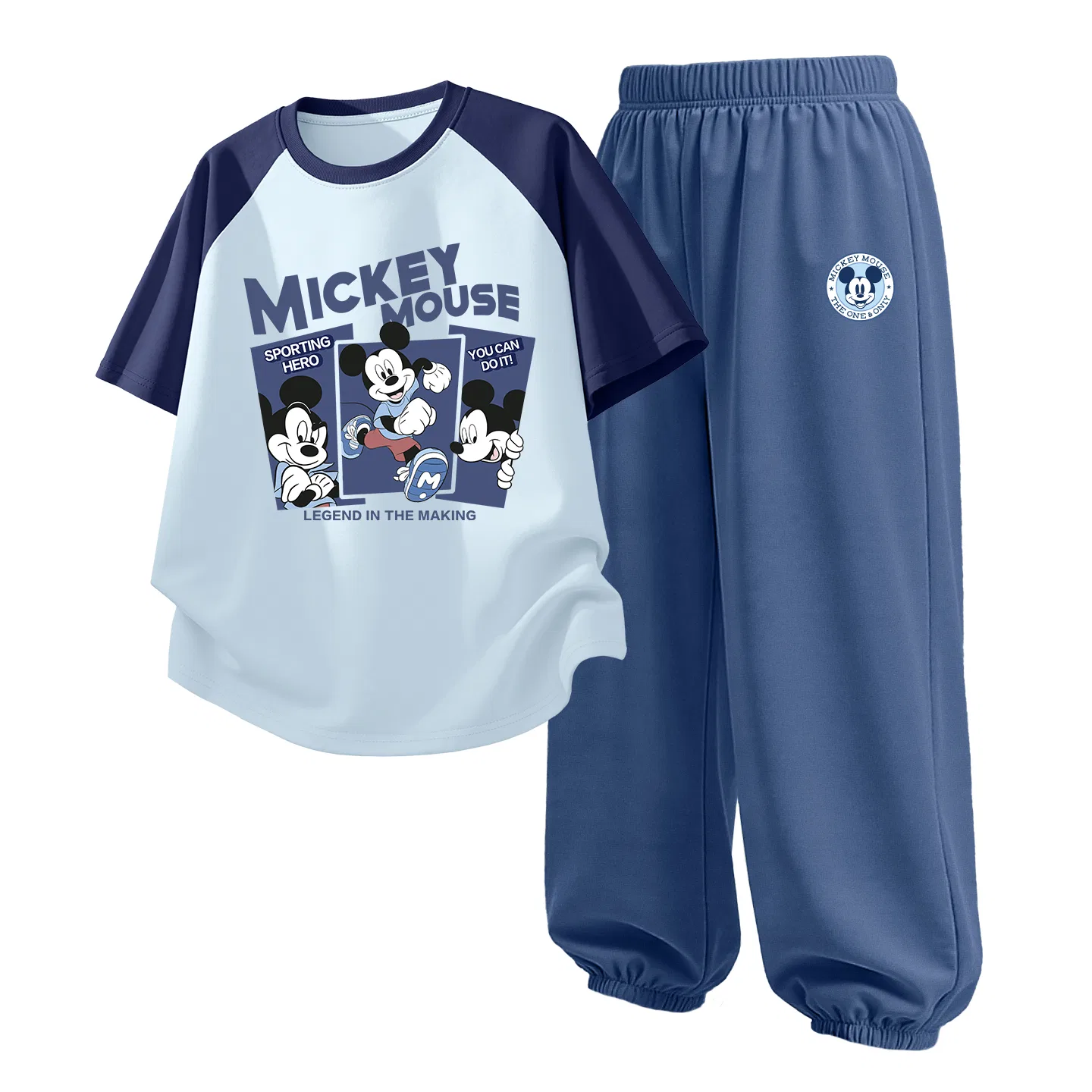 Детский спортивный костюм Casual Sportswear 2 Piece Set Disney, Happy Sunny Blue+Disney Round Logo Mickey Mouse Denim Blue