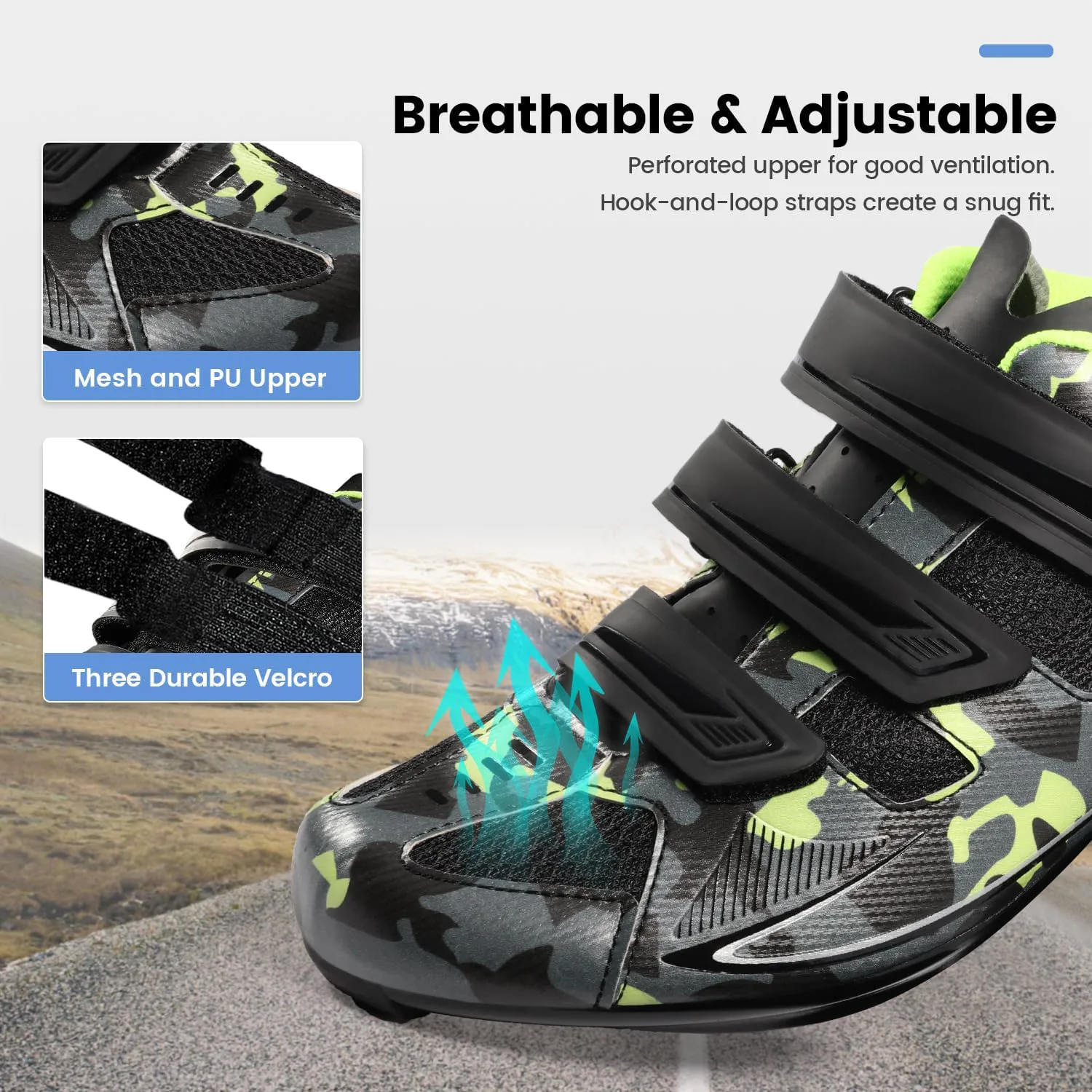 Мужские велоботинки - 2 и 3 болтовые шипы Look Delta - велоботинки для спиннинга - совместимы с зажимами SPD - идеально подходят для езды на шоссейном велосипеде как в помещении, так и на улице Roknemo, зеленый — фото 4