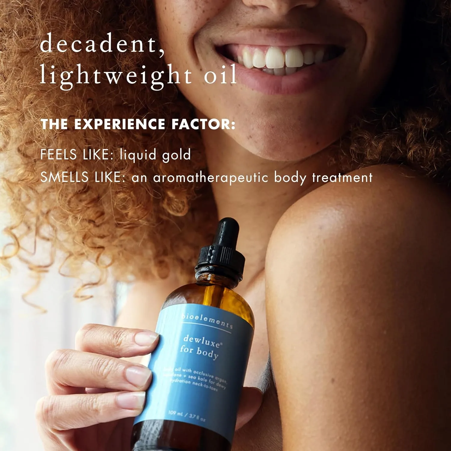 Bioelements Dewluxe for Body - 3,7 унции (105 г) - масло для тела с арганой, скваланом и морской капустой для увлажнения от шеи до пят, gold — фото 4