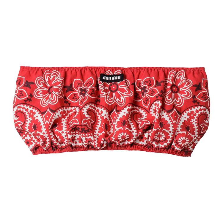 

Топ Miu Miu Printed Poplin Bra Top, Rosso/Bianco
