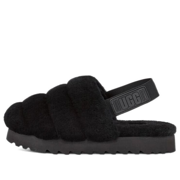 Модные сандалии, объемные силуэтные тапочки из пуха Ugg, черный
