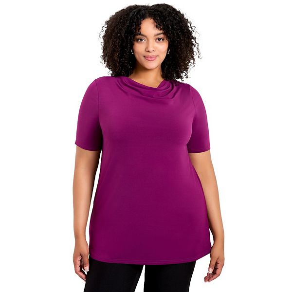 

Женский топ с капюшоном и коротким рукавом, plus size Avenue, Deep Berry