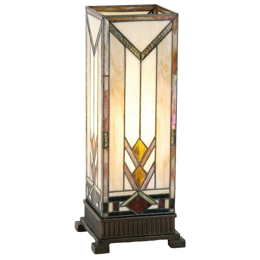 

Clayre & Eef Tiffany Настольная лампа 18x18x45 см бежевый желтый стекло прямоугольник Clayre&Eef