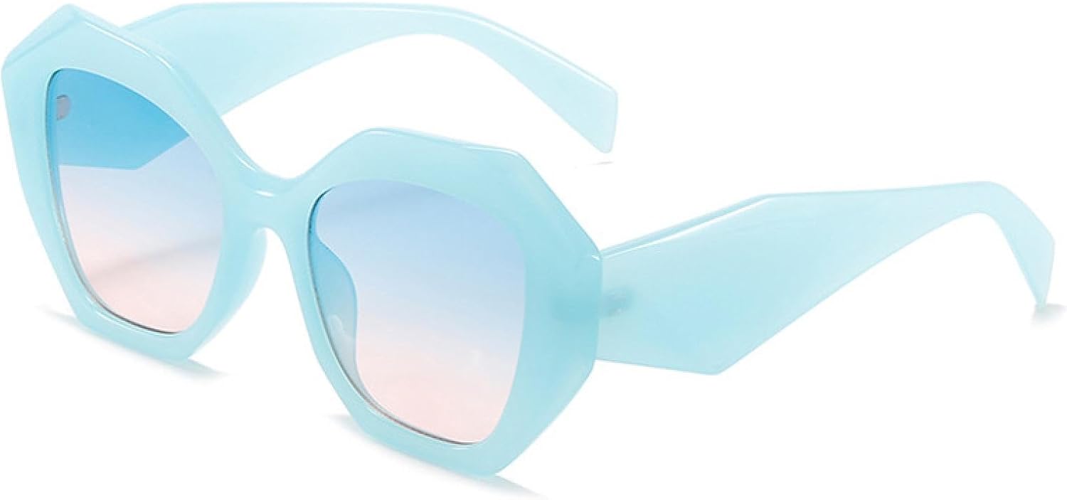 

Ретро большие солнцезащитные очки неправильной формы для женщин, модные очки-гелевые очки, защита от УФ-излучения UV400, градиентные очки для мужчин VVTWSSW, Blue Blue Pink