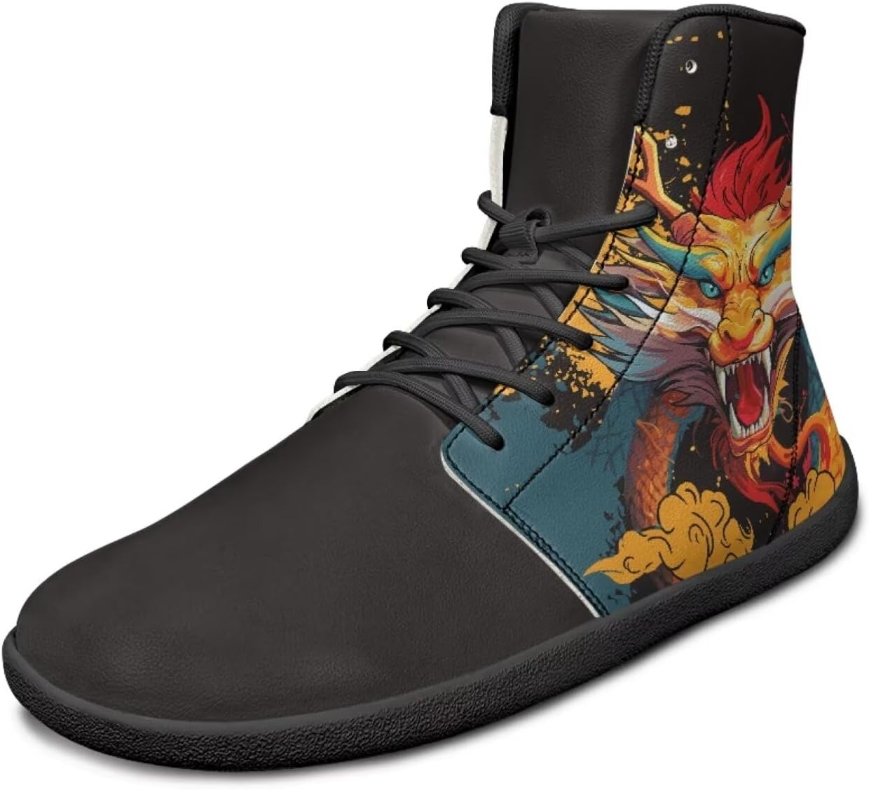 

Высокие кроссовки с животным принтом для мужчин, с широкой носочной частью, шнуровкой, противоскользящие, для тренировок и бега Xixirimido, Dragon
