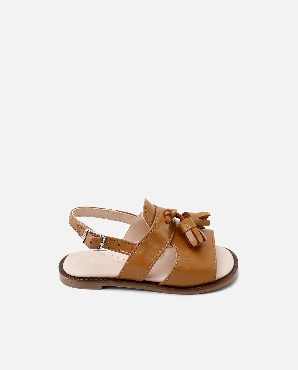 Унисекс открытые сандалии из кожи с кисточками Eli 1957, Camel