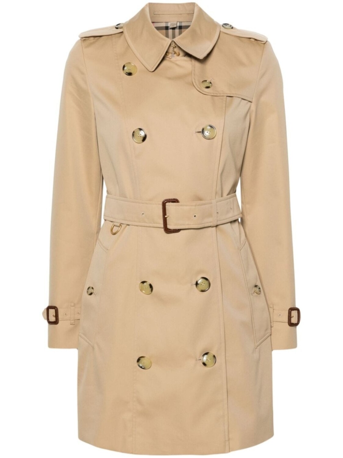 

Двубортный тренч Burberry, нейтральный цвет