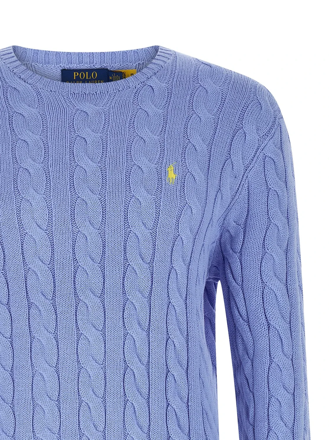 Хлопковый вязаный свитер POLO RALPH LAUREN, голубой — фото 3