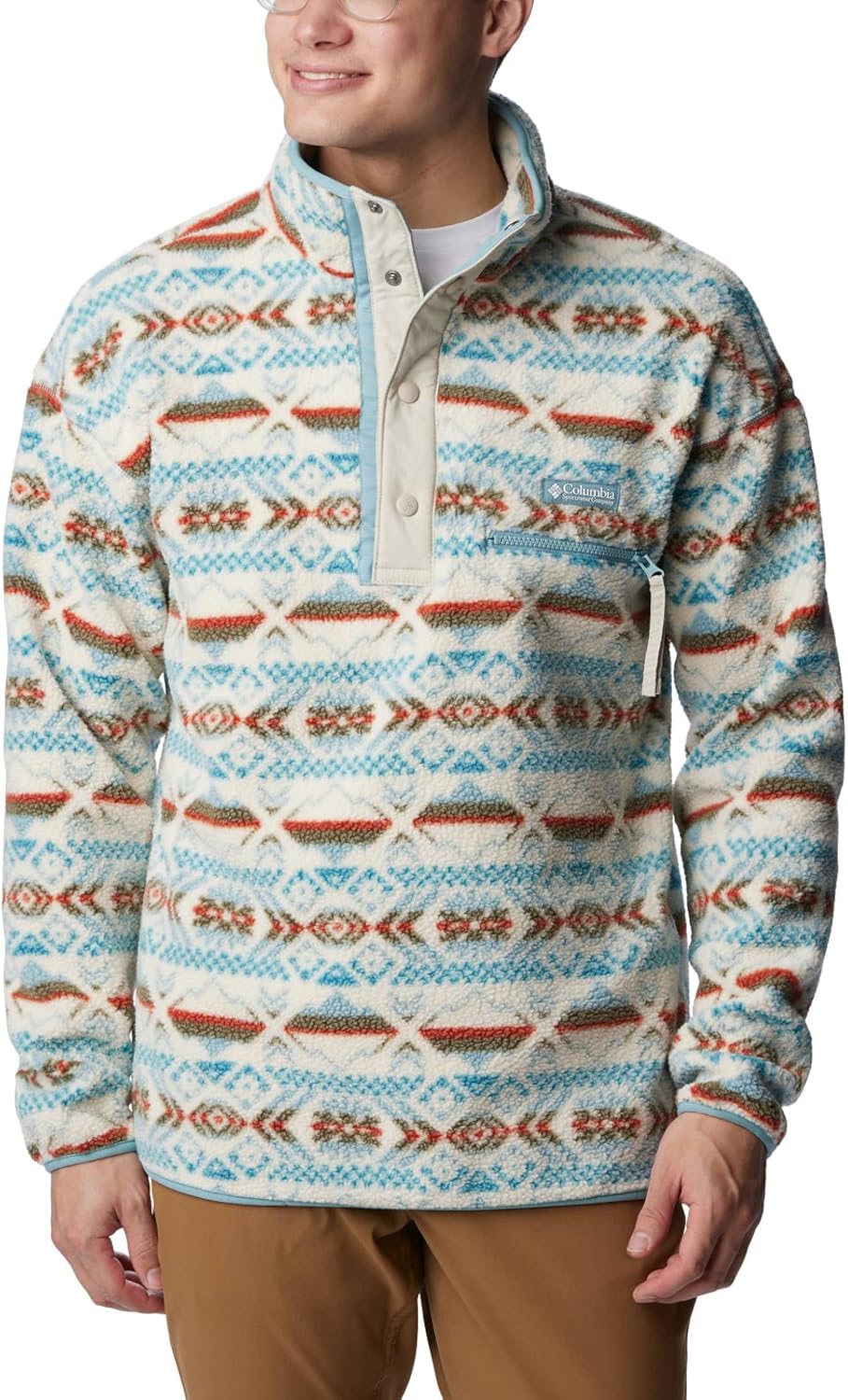 

Columbia Мужская флисовая куртка Helvetia Half Snap, Stone Blue Checkered Peaks Multi