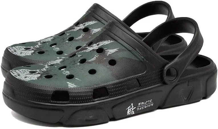 Мужские тапочки-сланцы Doodle Garden, водонепроницаемые шлепанцы для пляжа и бассейна, уличные сандалии ODIPON, черный