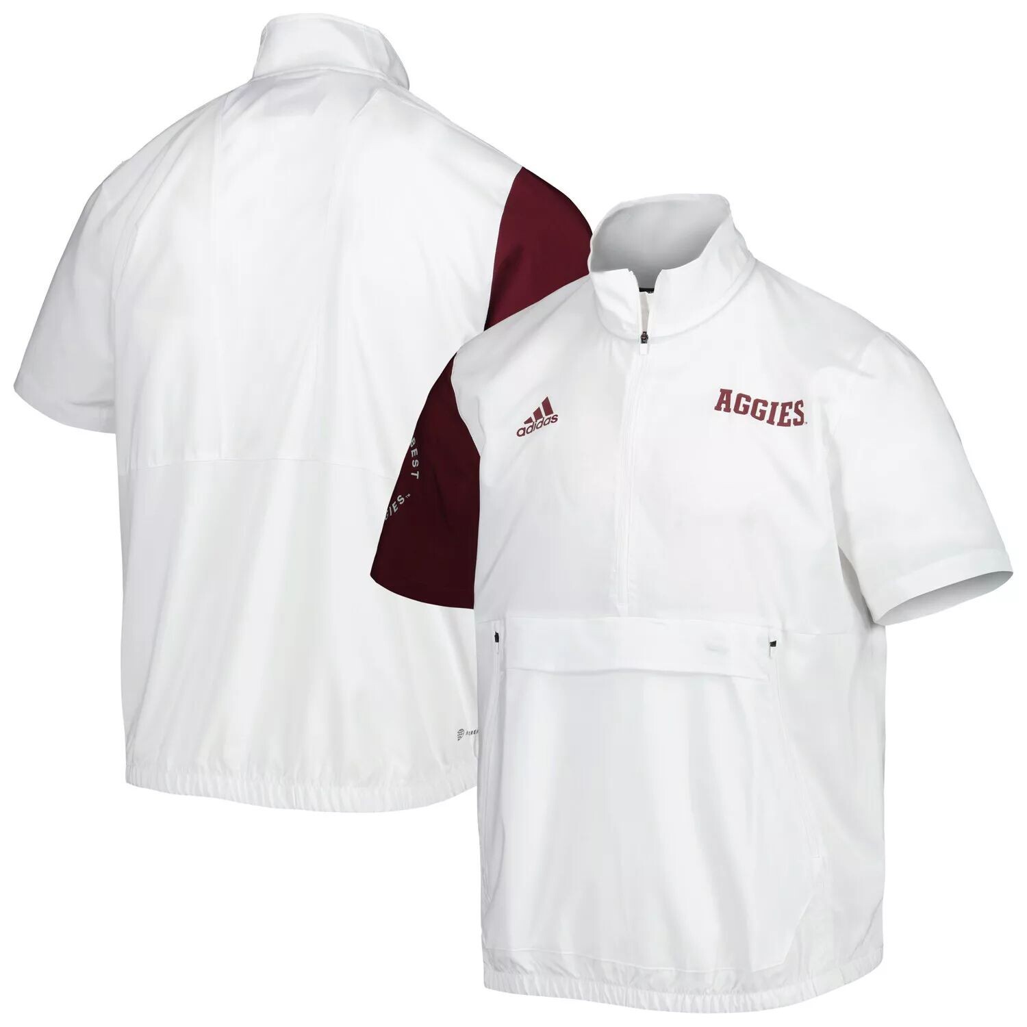 Мужская белая куртка на молнии Texas A&M Aggies M STM AEROREADY белого цвета adidas — фото 4
