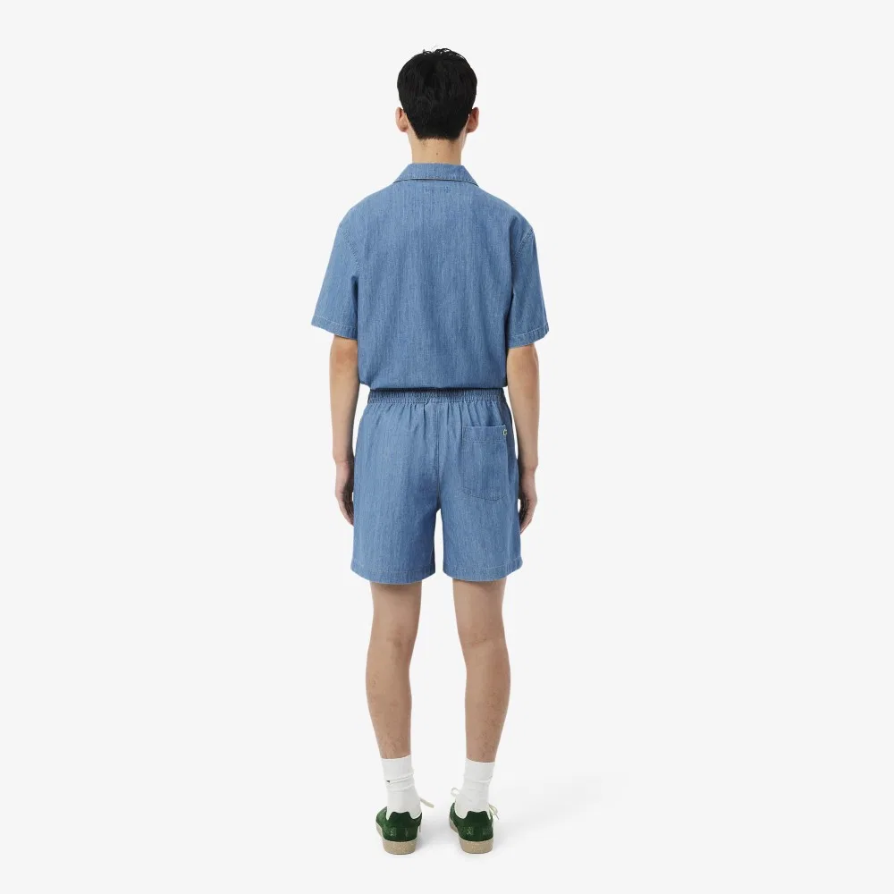 Мужские джинсовые шорты свободного кроя светло-синие от Lacoste — фото 3
