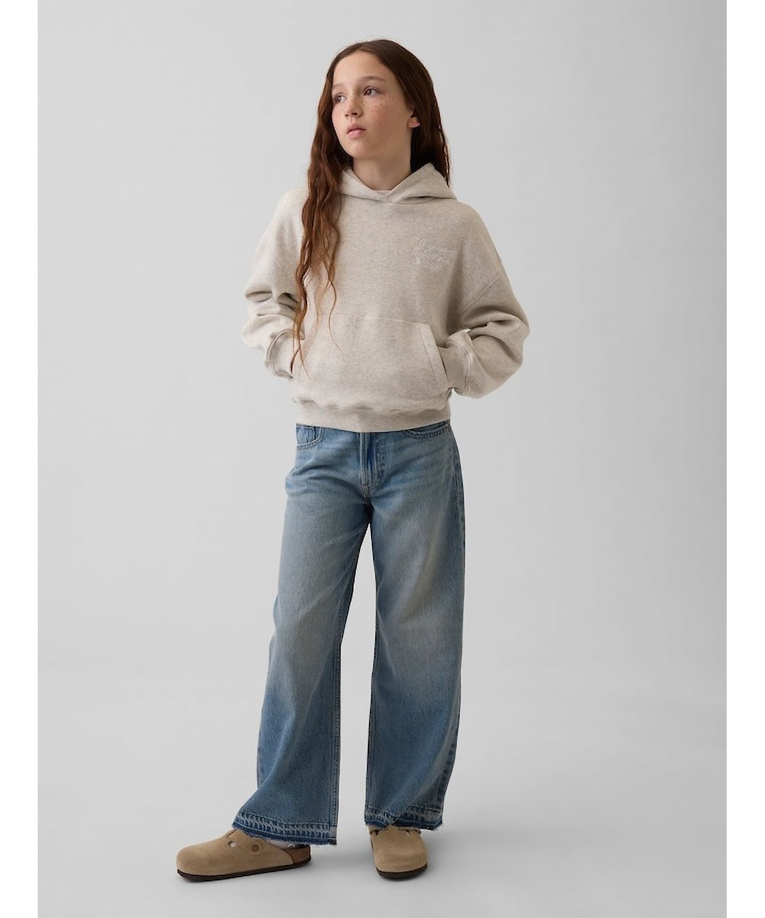 (K) Винтажная мягкая толстовка свободного кроя (детская) GAP, B03 LIGHT GREY HEATHER — фото 3