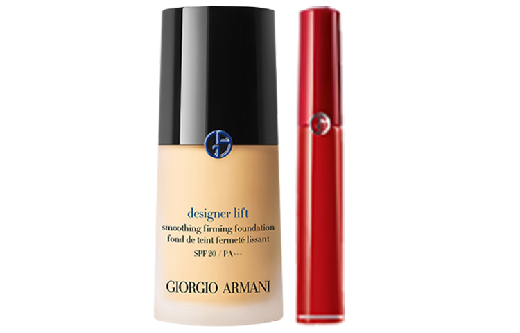 Набор косметики Blue Label для женщин GIORGIO ARMANI, Two-Piece Set: #405 красный Tube Lipstick 6.5ml+Master Liquid Foundation #1 30ml — фото 2