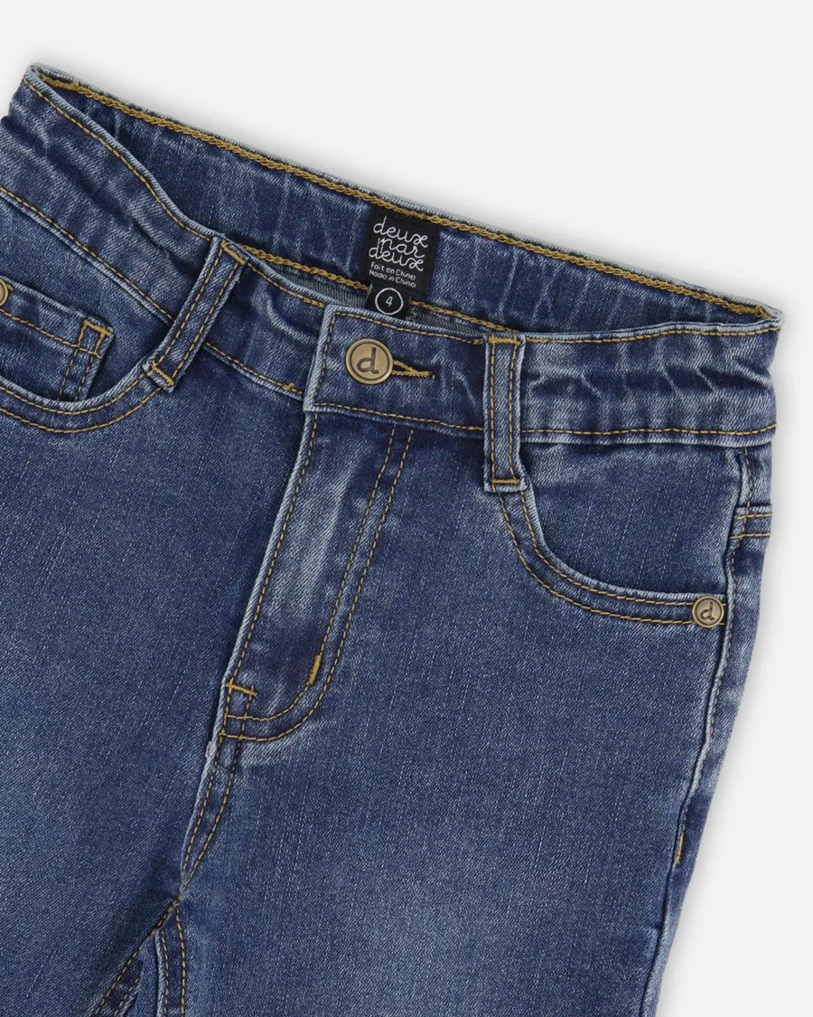 Джинсы-стретч для мальчиков Deux par Deux, темно-синий синий denim — фото 3