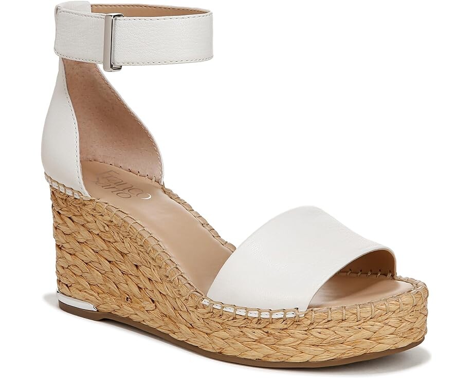 

Сандалии Franco Sarto Clemens Raffia Espadrille Wedge Heel, цвет White Leather