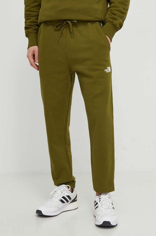 Хлопковые спортивные штаны The North Face, зеленый