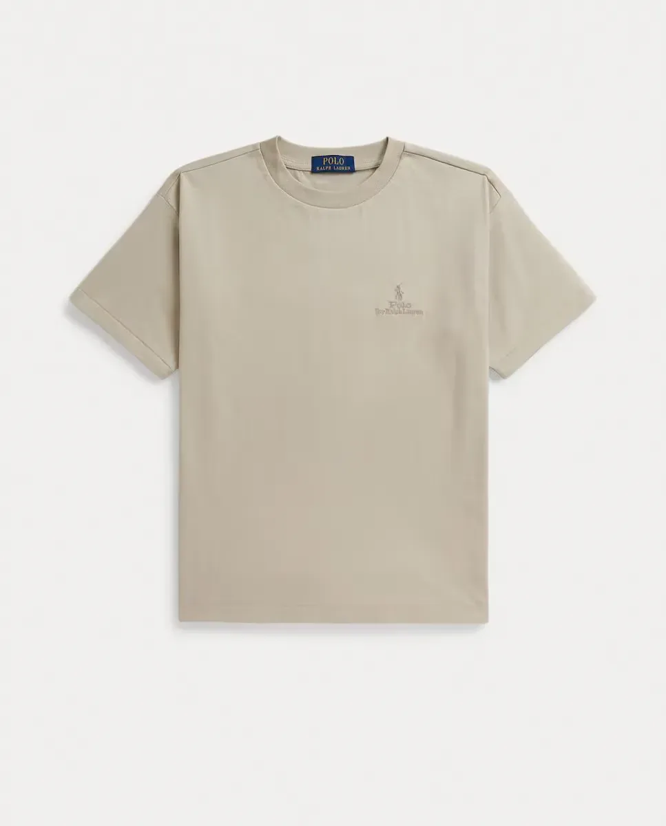 Унисекс-футболка свободного кроя с логотипом одного цвета из хлопка Polo Ralph Lauren, Natural