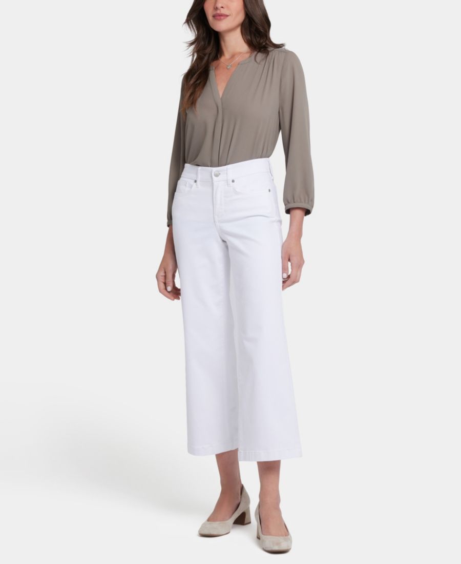 

Женские джинсы Teresa Wide Leg Ankle Jeans с регулируемой по талии длиной до щиколотки, сшитые по фигуре NYDJ, Optic White