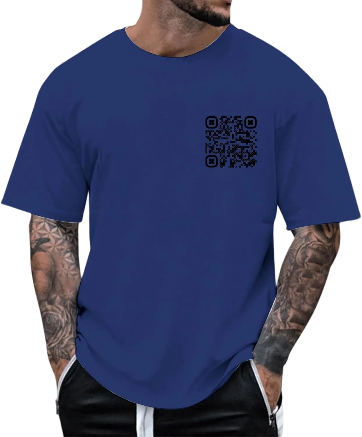 

Мужская футболка с принтом QR-кода, Casual, короткий рукав, мягкая и дышащая
