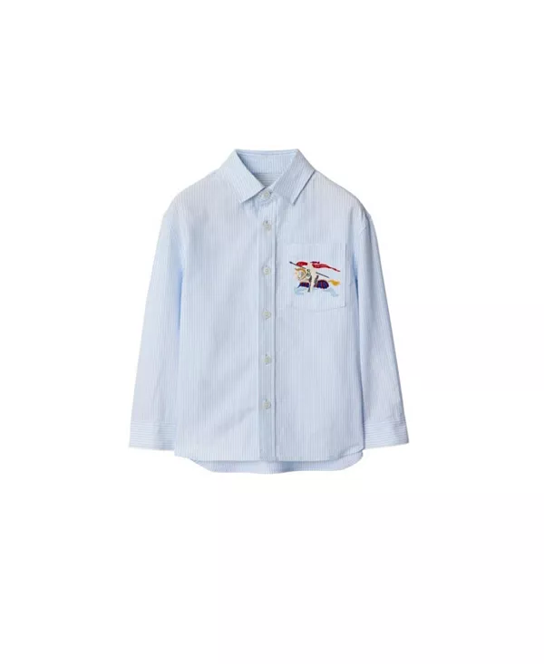 

Полосатая хлопковая рубашка-оксфорд для мальчиков - для малышей и для взрослых. Burberry, синий