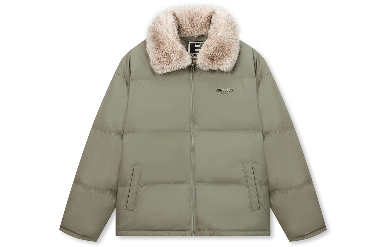 

Пуховая куртка унисекс средней толщины Boneless, серый зеленый[regular edition]detachable fur collar