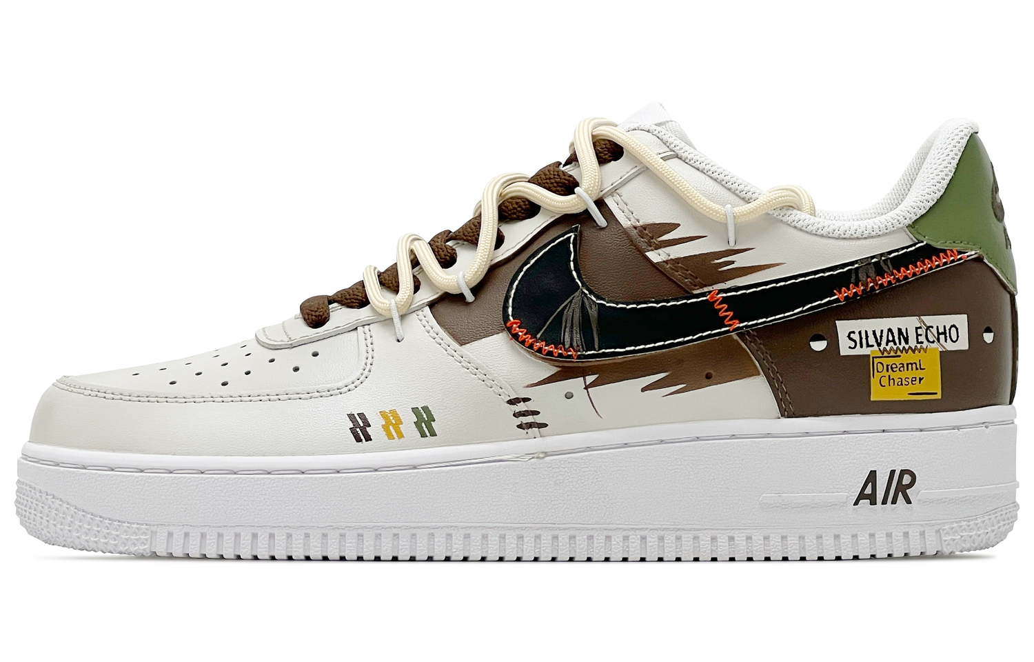 

Nike Кроссовки для скейтбординга Air Force 1 Slip Resistant Abrasion Resistant низкие мужские beige brown green