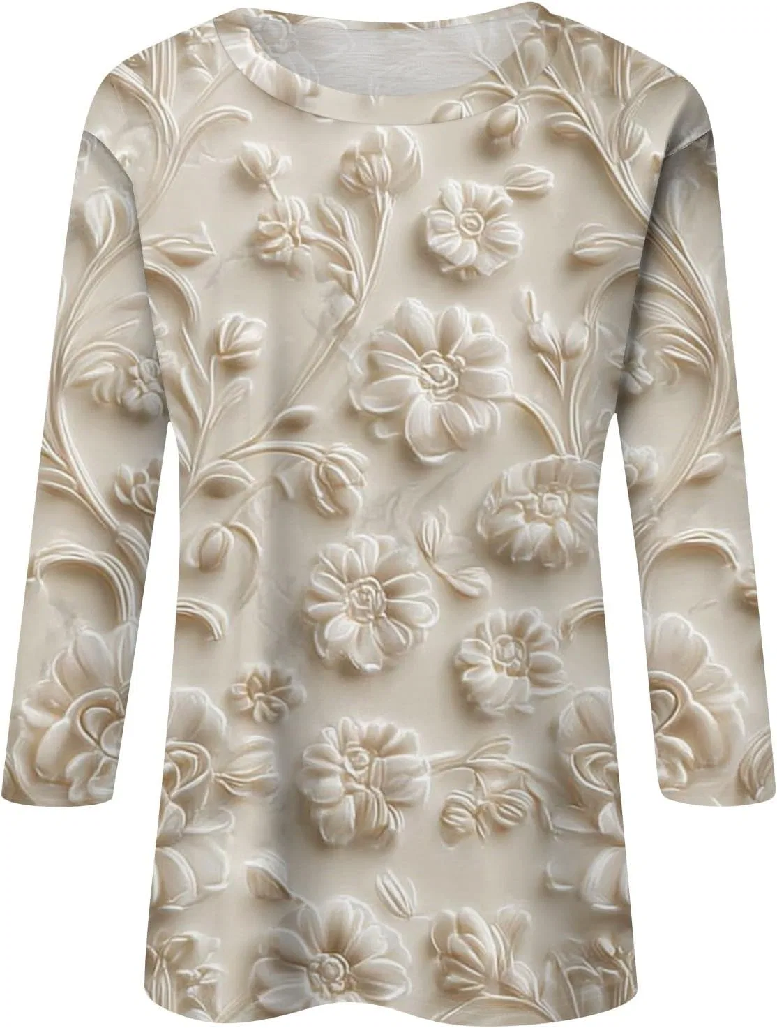 Футболка с длинным рукавом 3/4, бренд Generic, цвет 1-beige — фото 2