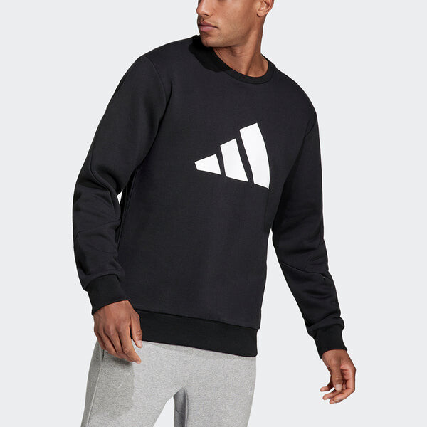 Толстовка Men's adidas Fi Wtr Crew Large Logo Printing Sports Round Neck Pullover Black, черный — фото 4