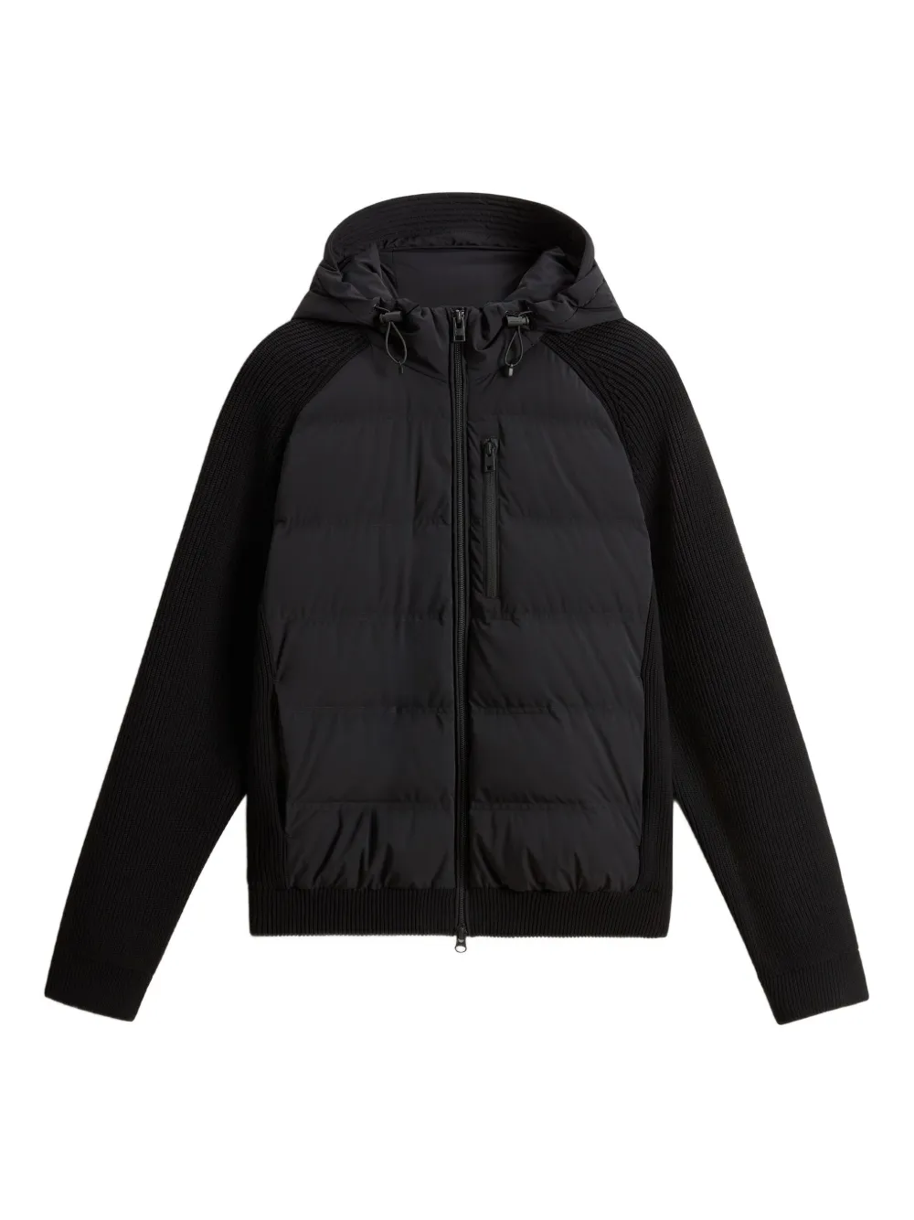 

Стеганое пальто с трикотажными панелями WOOLRICH, черный