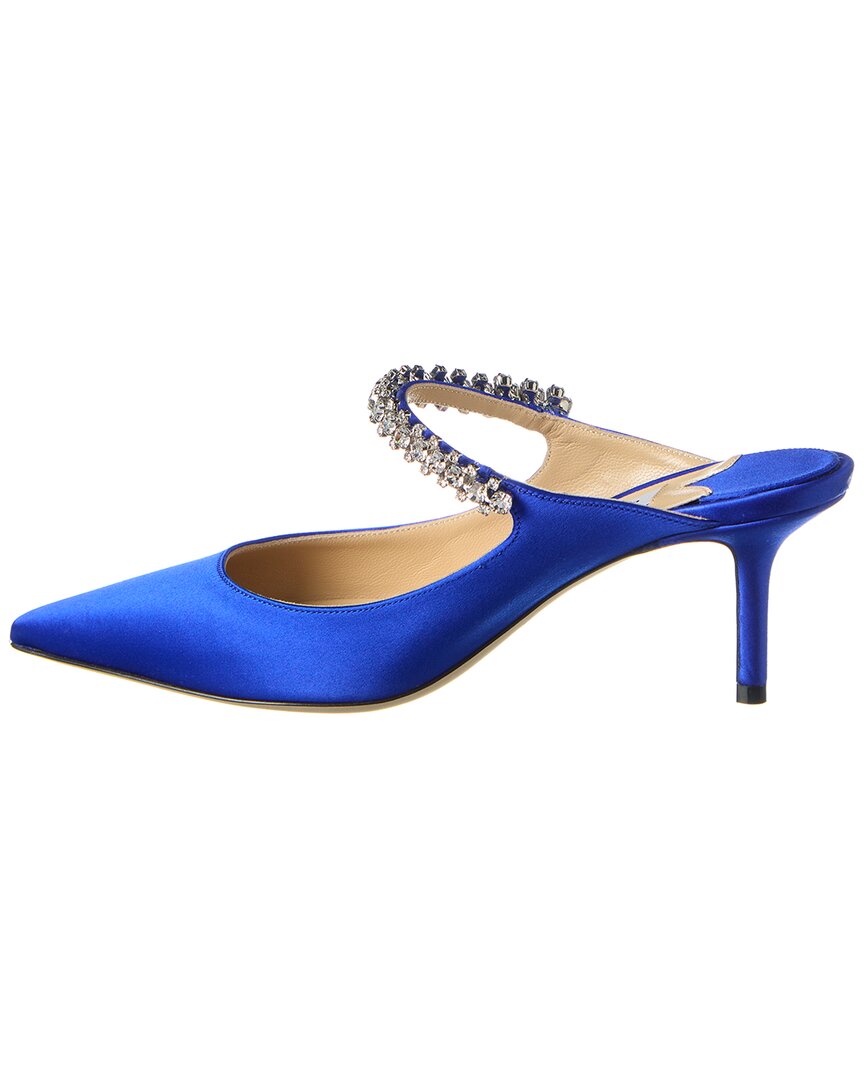 Jimmy Choo Bing 65 Сатиновая шлепанцы, синий — фото 2