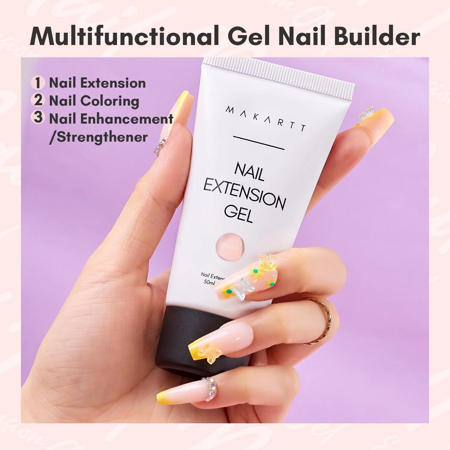 Гель для наращивания ногтей Makartt 3D Nail Art Gel 50 мл Makartt, Peach — фото 2