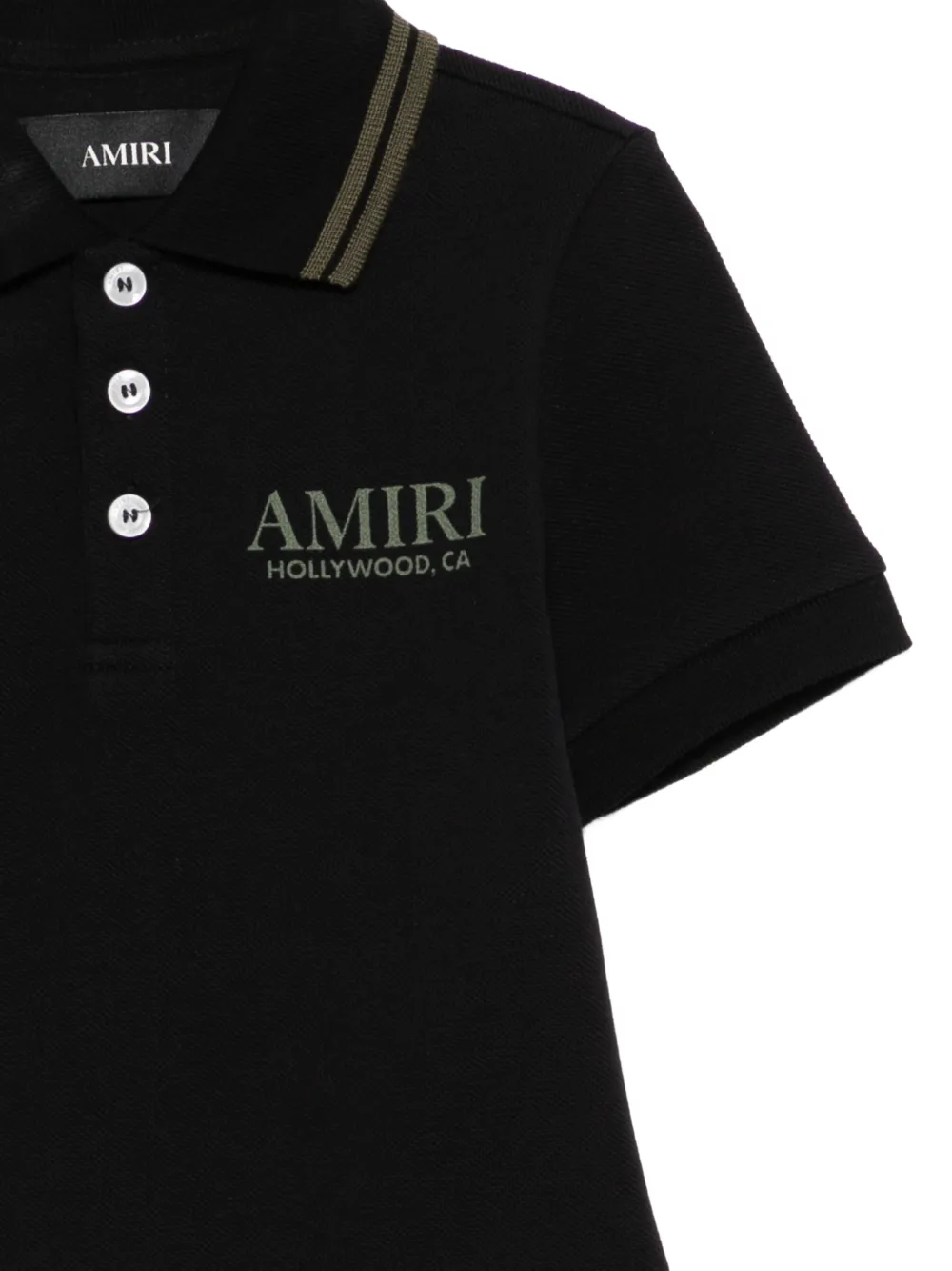 Поло с полосатой отделкой AMIRI KIDS, черный — фото 3
