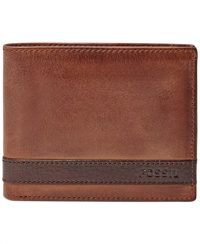 

Мужской кожаный кошелек Quinn Bifold с откидным отделением для ID Fossil, коричневый