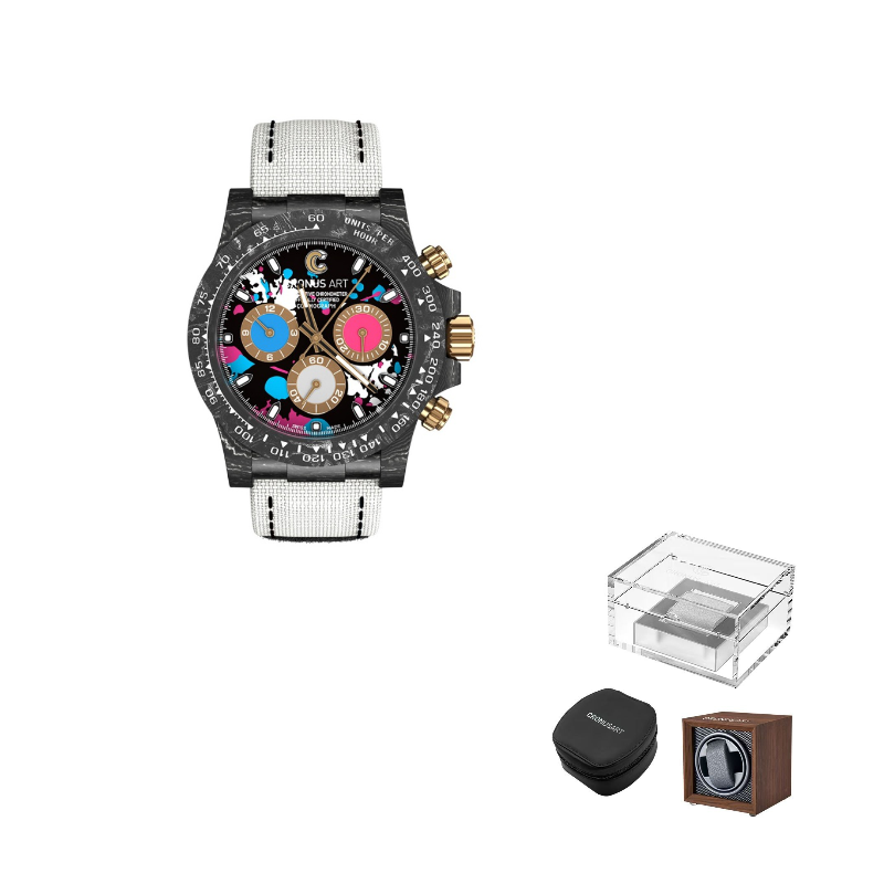 

CRONUSART Часы Cross Daytona Automatic Mechanical Movement Canvas Strap Watch Men's Watch White Dial, Graffiti