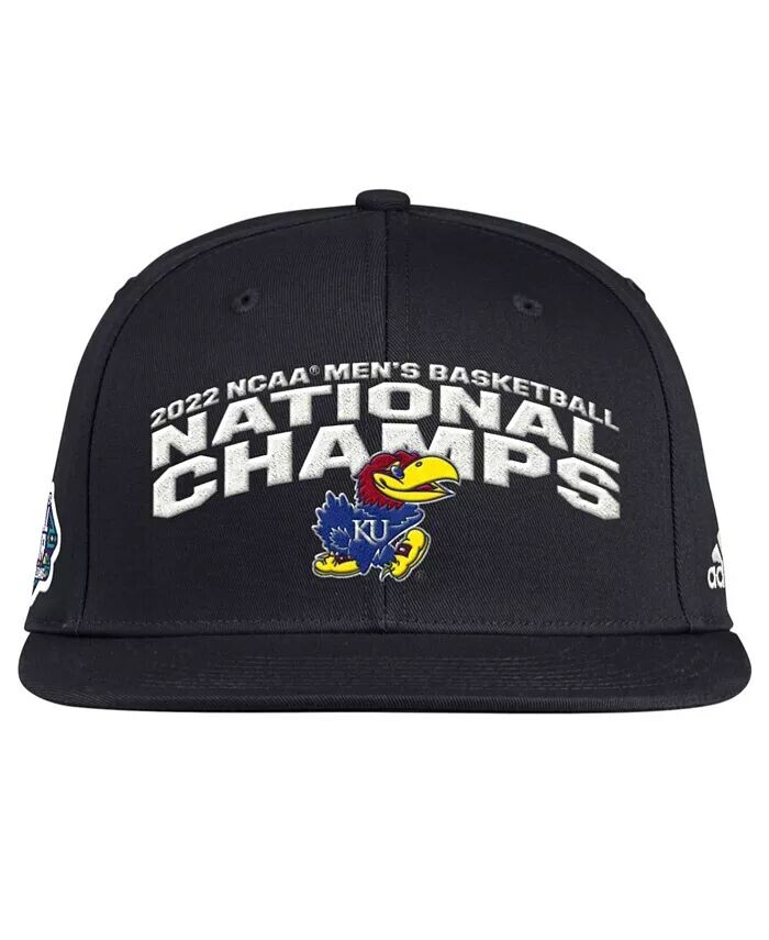 

Adidas Black Kansas Jayhawks 2022 Мужской баскетбольный турнир NCAA March Madness Регулируемая шапка национальных чемпионов в раздевалке Fanatics