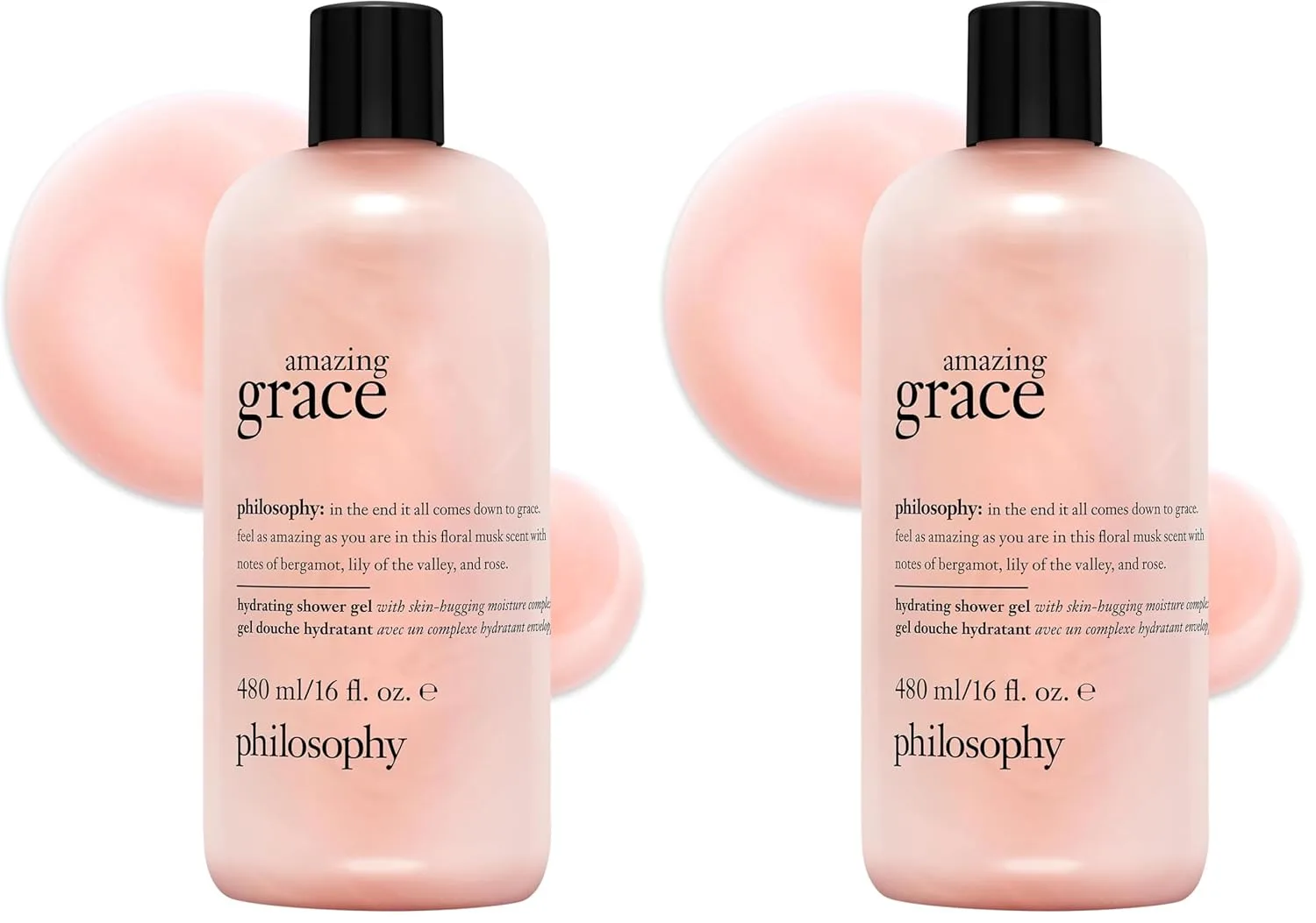 Увлажняющие гели для душа Philosophy Amazing Grace - эффективно очищают, успокаивают и смягчают сухую кожу - веганская формула. 473 мл (2 шт.), White