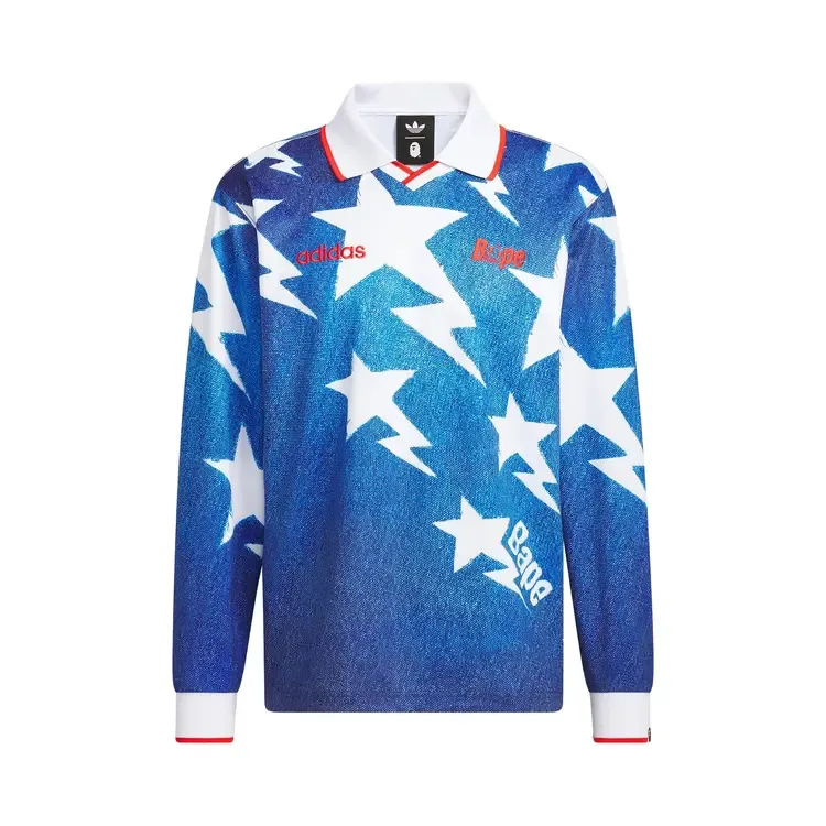 Футболка Adidas x BAPE LSL Star Jersey 'Medium Blue Denim'