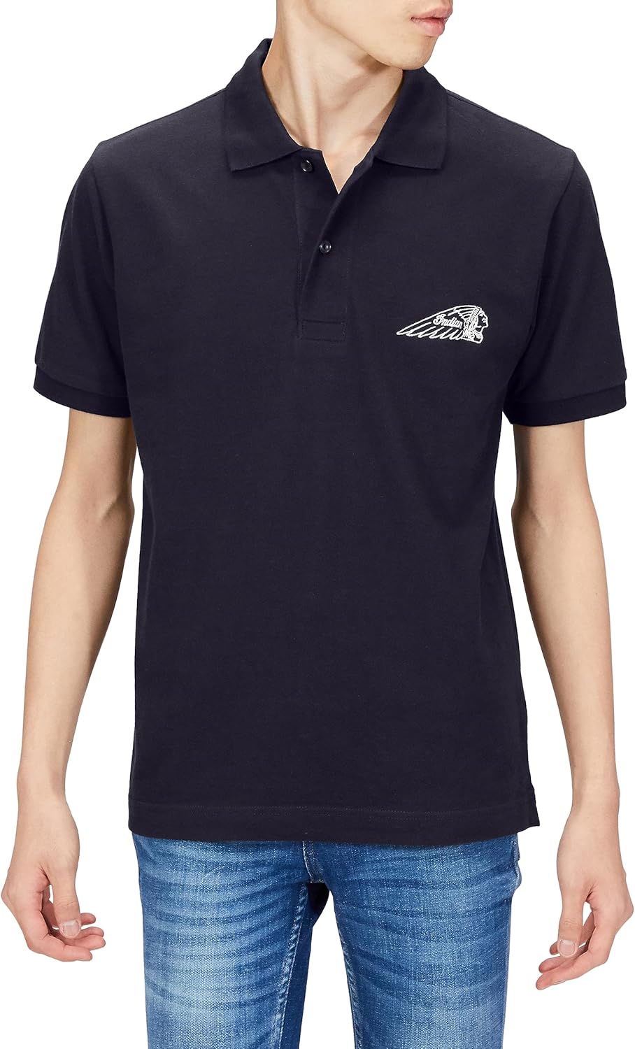 

Индийская рубашка-поло IC-2752 из плотной ткани, с клеймом Indian, темно-синий