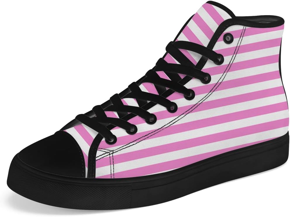 

Кеды Chebing в полоску на высокой платформе из холщовой ткани, высокие кроссовки на шнуровке, повседневная обувь, подарок для мужчин и женщин, розовый