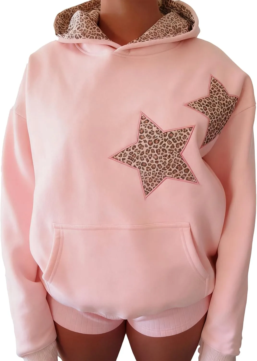 

Chvity худи с принтом в виде звезд и леопардовым узором, оверсайз