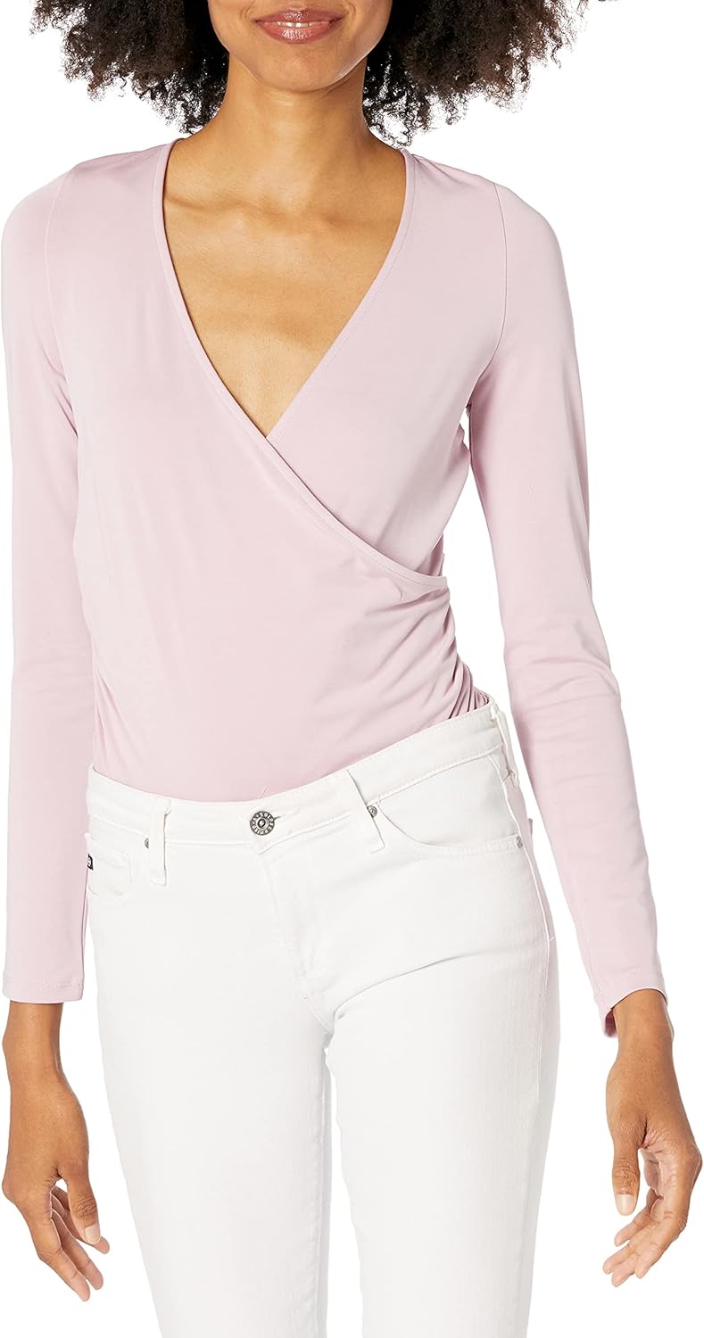 

Футболка GUESS Women's Long Sleeve Crossover Ruched MENA Top, New Dawn Pink, Розовый, Футболка GUESS Women's Long Sleeve Crossover Ruched MENA Top, New Dawn Pink