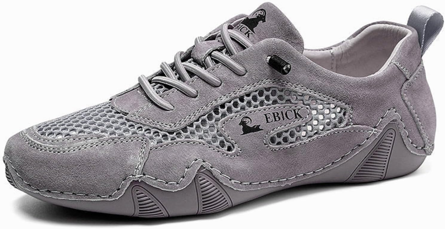 

Женские кожаные кроссовки Boxpopla с сеткой для улицы, для походов и прогулок, унисекс, нескользящие, на молнии, легкие, дышащие, комфортные, мягкие, летние спортивные туфли для вождения, серый