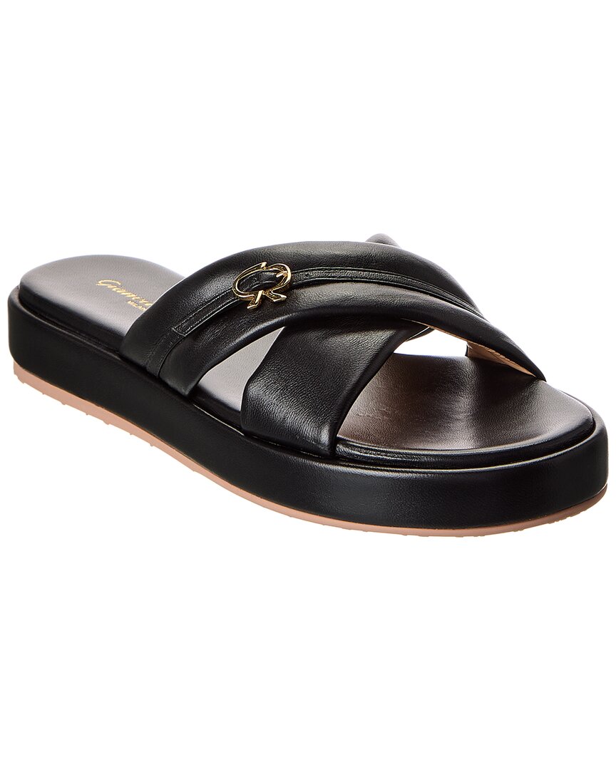Gianvito Rossi Alima Leather Platform Sandal, черный