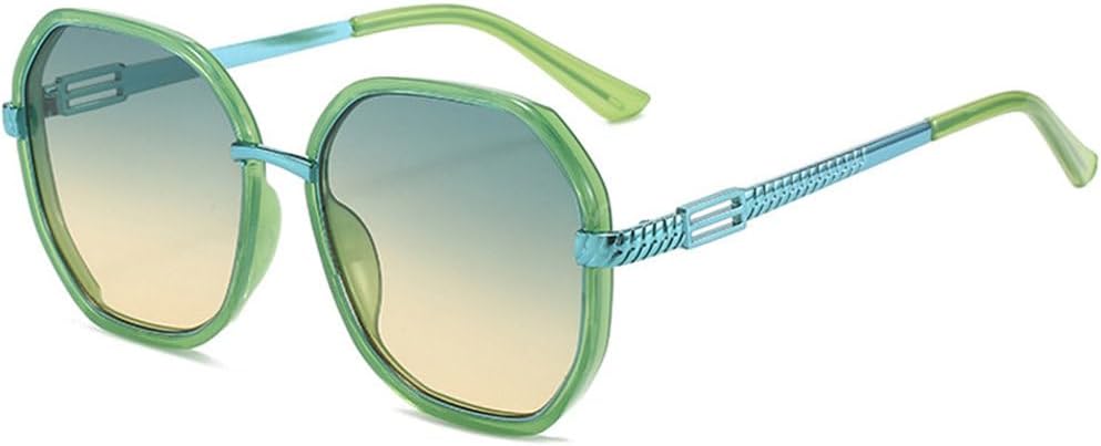 

Женские солнцезащитные очки в крупной металлической оправе для активного отдыха, путешествий и вечеринок, мужские очки для вождения с защитой от УФ-излучения UV400 MTZJH, Green Yellow